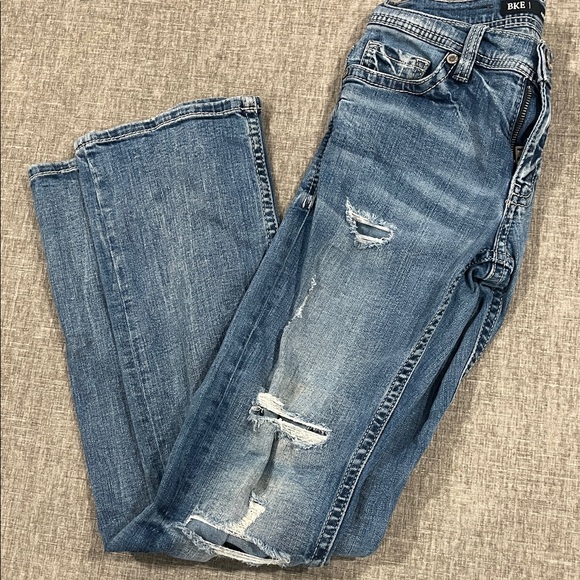 Aiden Medium Blue Distressed Bootcut Jeans - Picture 5 of 5
